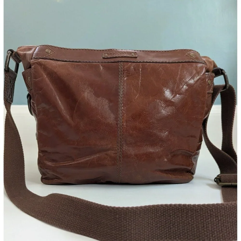 Fossil Vintage Brown Leather Crossbody Satchel Bag